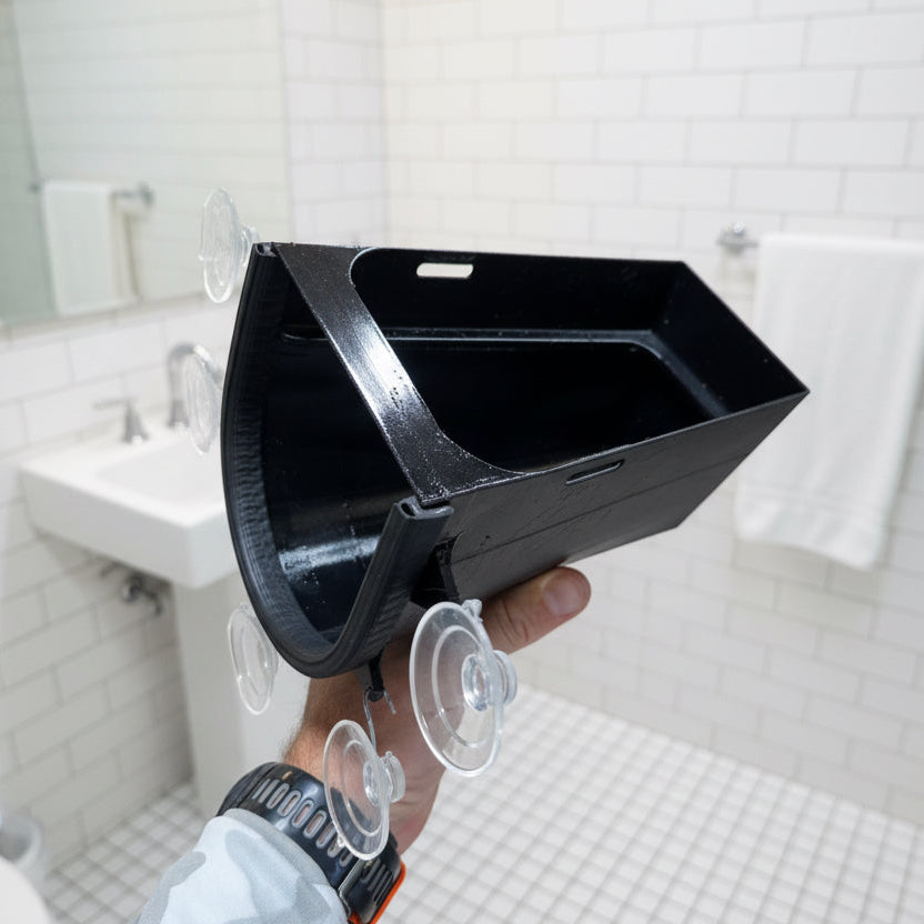 Universal bathtub overflow tester tool by Bender Devices – suction mount for leak detection